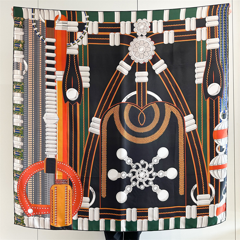 Travel Accessories For Women - Saddle Print Silk Scarf Luxury Designers