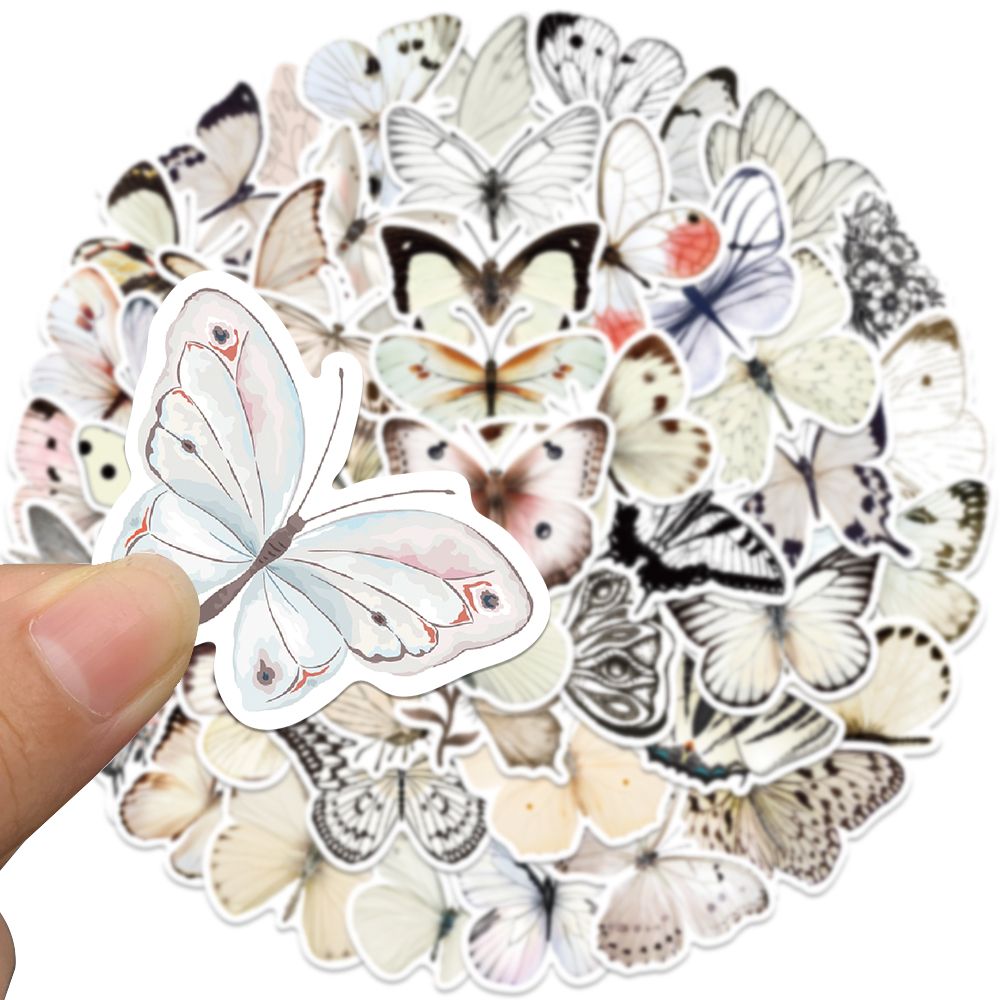 50pcs White Butterfly Sticker  - Sticker Luggage Decorative review and price