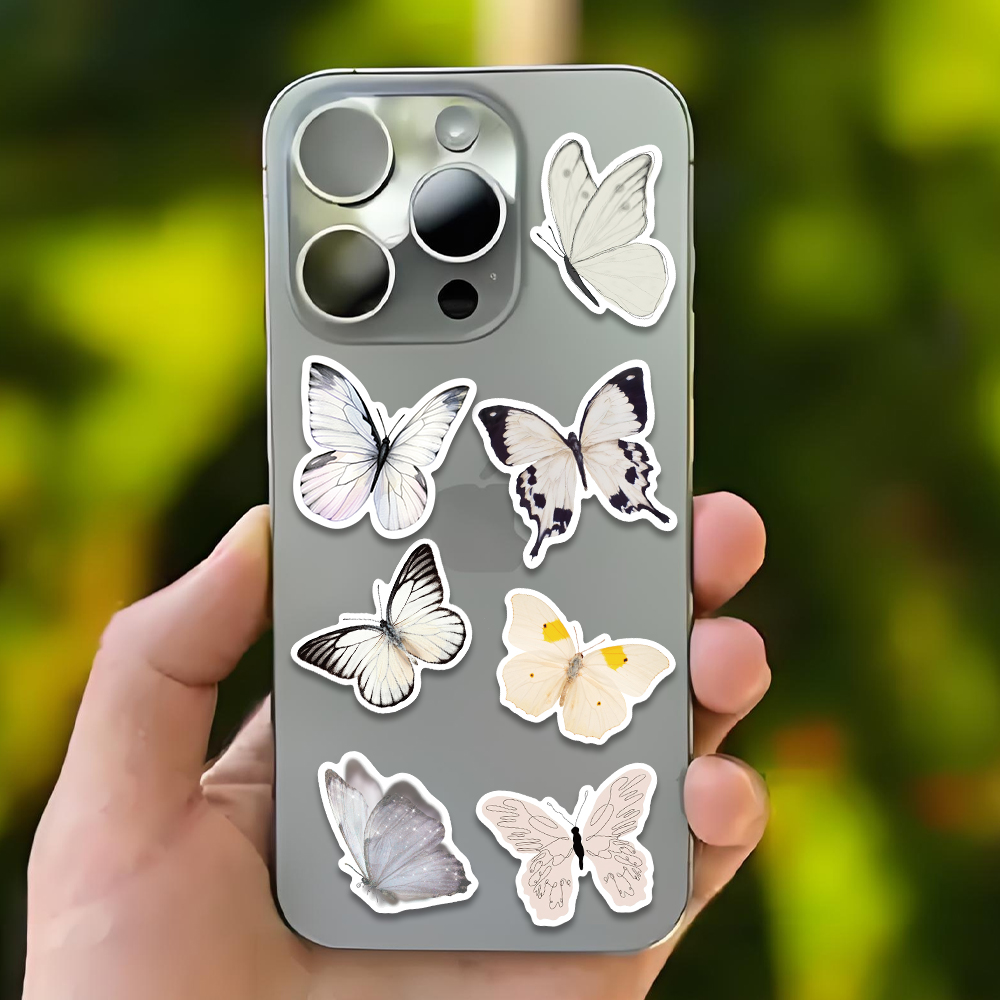 50pcs White Butterfly Sticker  - Sticker Luggage Decorative review and price