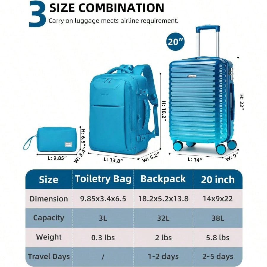 Carry On Luggage 22x14x9 Airli - Travel Lock Tsa Approved review and price