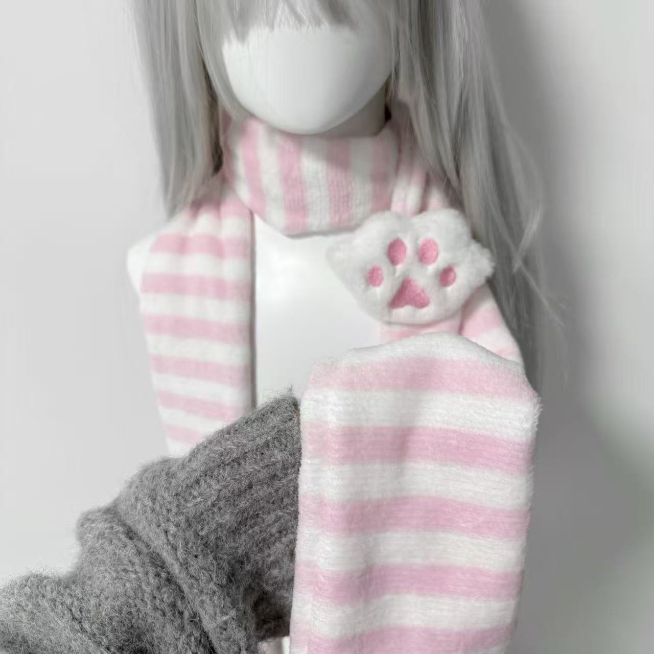 Kawaii Kniied Scarf Cat Paw De - Travel Accessories For Elderly review and price