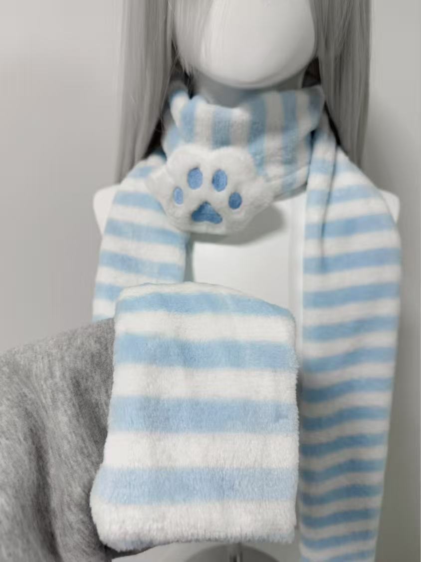Kawaii Kniied Scarf Cat Paw De - Travel Accessories For Elderly review and price