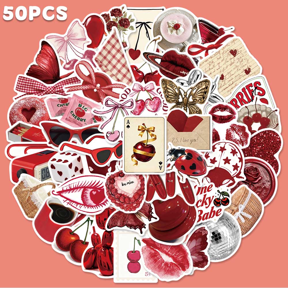 50pcs Cherry Coloured Graffiti - Sticker Luggage Decorative review and price