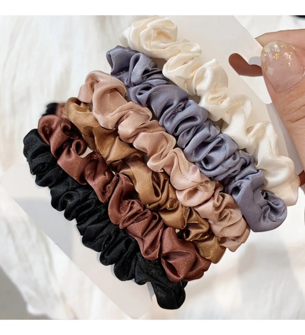 6Pcs Soft Satin Hair Scrunchie - Travel Accessories For Girls review and price