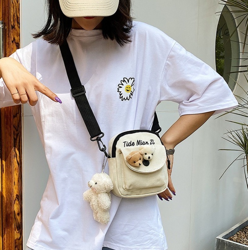 Cute Bear Canvas Mini Crossbod - Travel Accessories For Girls review and price
