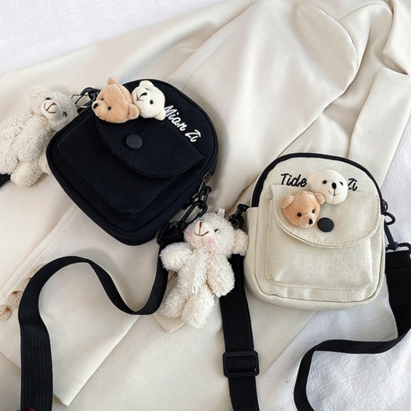 Cute Bear Canvas Mini Crossbod - Travel Accessories For Girls review and price